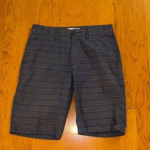 Ezekiel Mens Blue Striped Flat Front Four Pocket Shorts Size 30